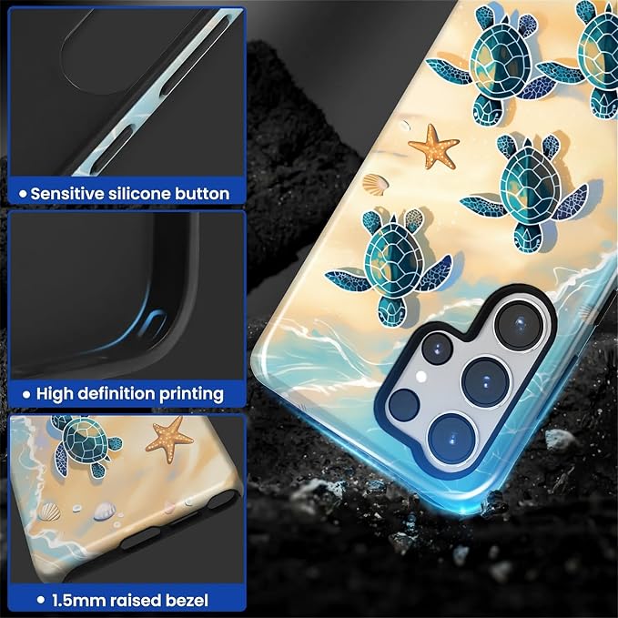 for Samsung Galaxy S25 Ultra Case, Sea Turtle Beach Pattern Glossy 2 in 1 - Image 4