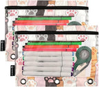 Cat Paw Prints Pencil Pouch for 3 Ring Binder, 2 Pack Waterproof Pencil Bags - Image 2