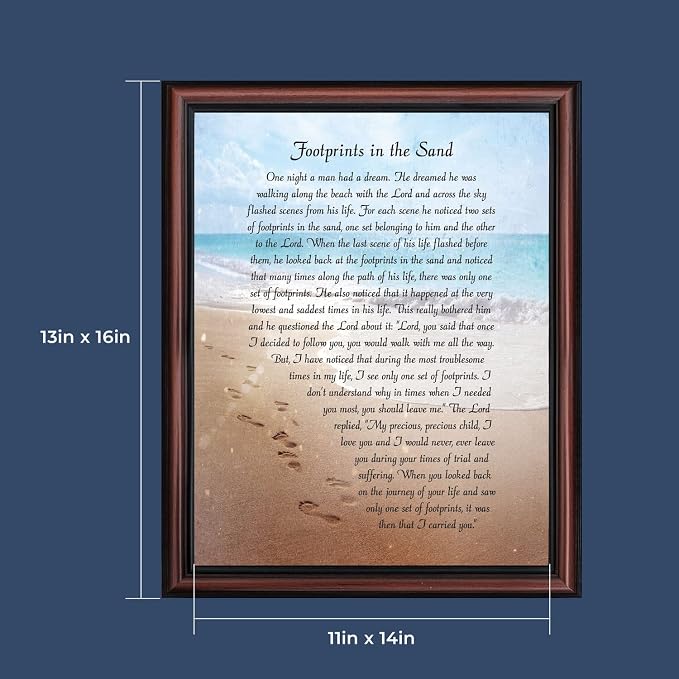 Footprints in the Sand Inspirational Wall Art, Beach Decor, Christian Gifts - Image 2