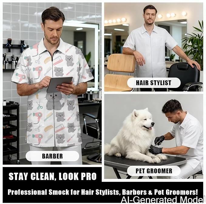 Professional Grooming Smock Unisex, Water Resistant Anti-Static | Hairdresser - Image 4