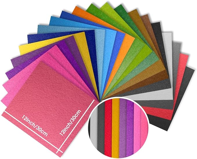 12" x 12" Felt Fabric Sheets for Crafts, Squares Felt Fabric Sheets, 1mm Thick - Image 4
