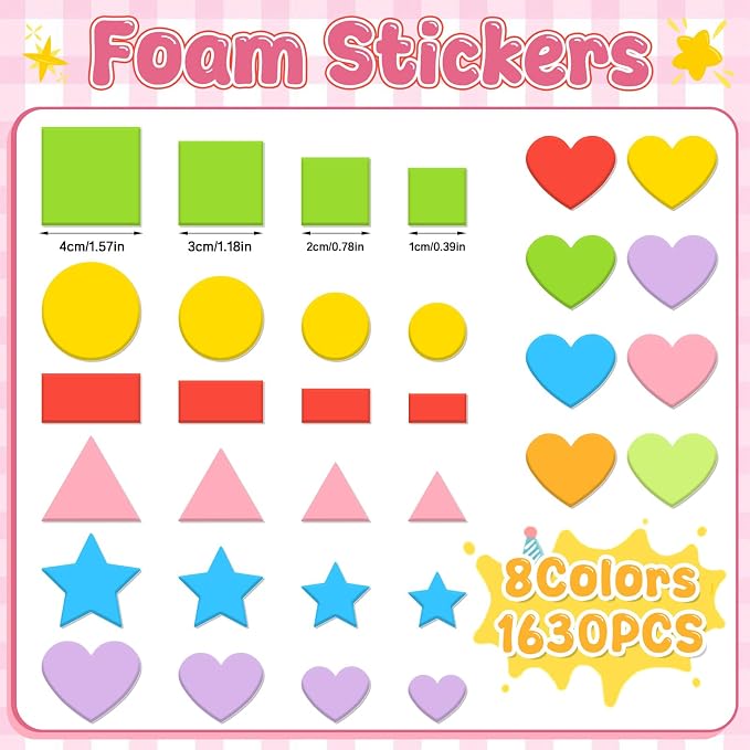 1630Pcs Foam Shape Stickers, Self Adhesive EVA Foam Stickers - Image 2