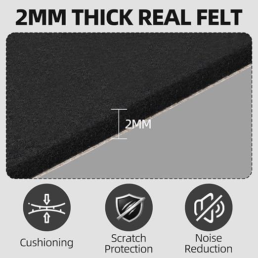 3PCS Large Self Adhesive Felt Sheet, 13.4"x10.8", 2mm Thick Stiff Black Felt - Image 3
