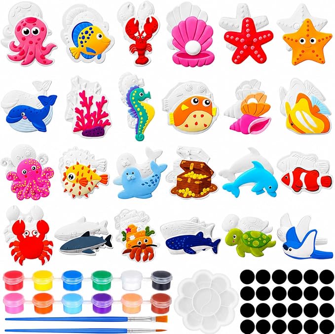Soulchen 24 Set Ocean Animals Ceramic Painting Kits Sea Animals Ceramic by Soulchen