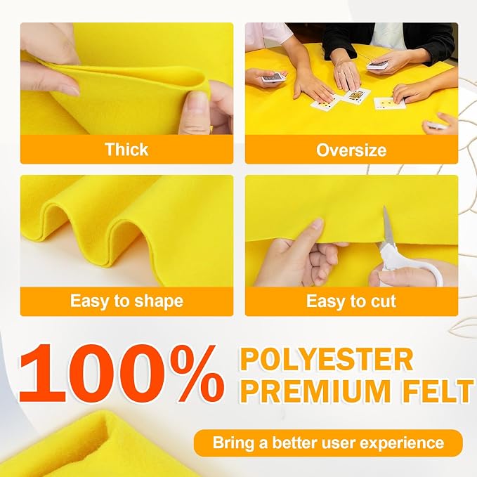 XSEINO Yellow Large Felt Fabric 36" X 36 ", 1.4 mm Thick Soft Felt Fabric Sheet - Image 4