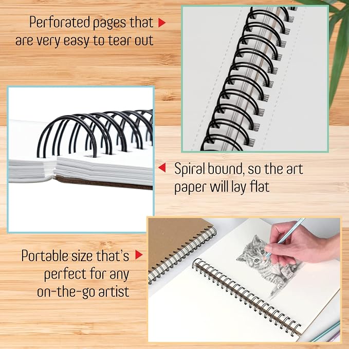 Mixed Media Sketchbook 8.11” x 8.5” | Spiral Bound Sketch Pad - Image 3