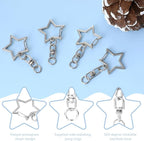 50 Pcs Silver Star Shaped Spring Snap Keychain - Image 6