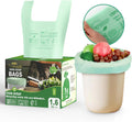 1.6 Gallon Handle Tie Compostable Food Scrap Bags For Counter Top Compost Bin, Small Compost Bags, 80 Count, 6 Liter, BPI & OK compost INDUSTRIAL Certified