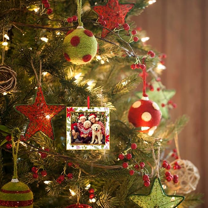 WaaHome Picture Frame Christmas Ornaments 2026-3'' Floral Photo Frame Christmas - Image 2