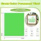 Tintnut Lime Green Permanent Vinyl Self Adhesive Vinyl 8 Sheets 12''x10'' | - Image 2