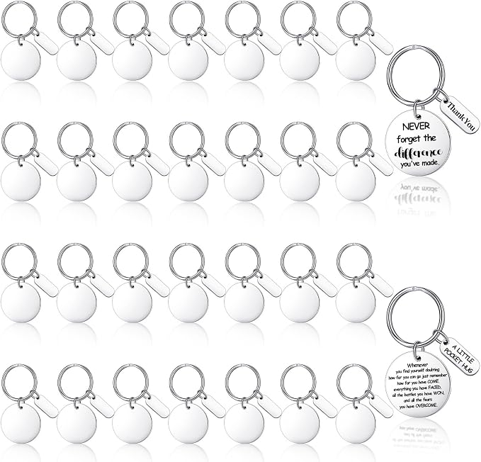 Gisafai 30 Pcs Silver Engravable Metal Keychain Blanks Laser Graduation by Gisafai