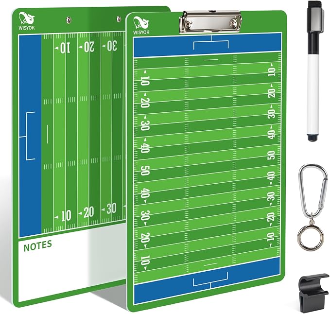 WISYOK Football Clipboard for Coaches, Dry Erase | Double Sided, for Football by WISYOK