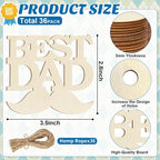 36PCS Wooden Father's Day Ornaments to Paint, Fathers Day Crafts - Image 7