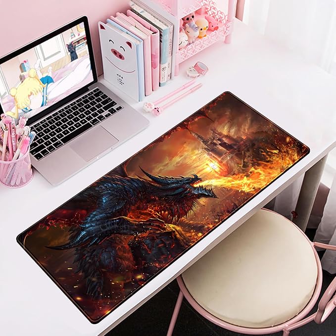 Japanese Desk Mat Dragon Castle Desk Pad Game Aesthetic Mouse Pad Large Gaming - Image 6