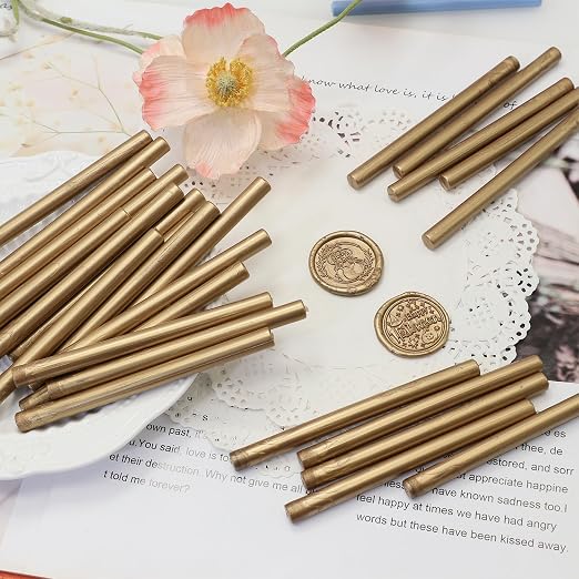 60pcs Wax Seal Sticks, Antique Gold Sealing Wax Sticks, HOSEALING Glue Gun Wax - Image 6