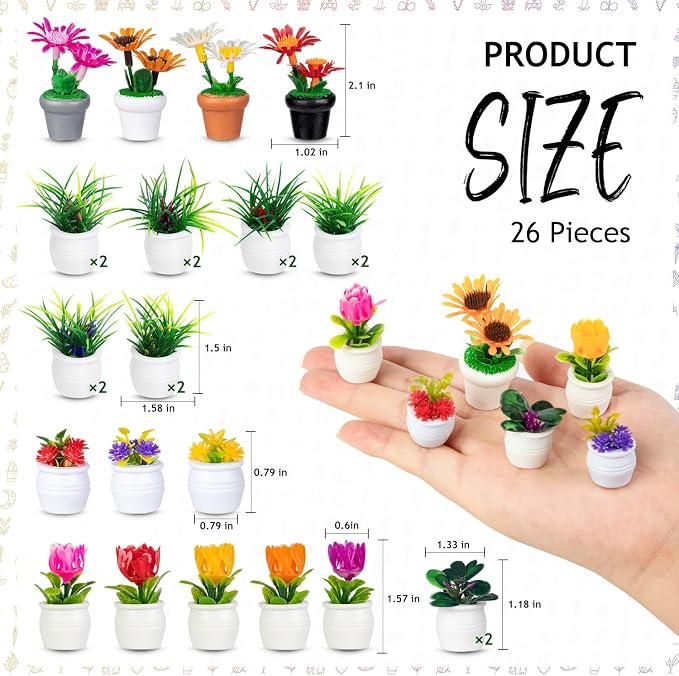 26Pcs Dollhouse Plant, Miniature Bonsai Plant Mini Potted Plants Flower - Image 5