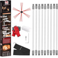 30 Feet Chimney Sweep Kit, Chimney Cleaning Kit with 9 Flexible White Chimney Rods, Chimney Brush for Sweeping Fireplace, Rotary Chimney Cleaning System Driven by Drill