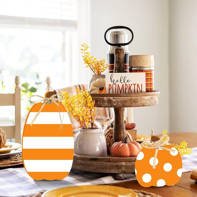 Whaline 3Pcs Unfinished Fall Pumpkin Wooden Cutout - Image 7