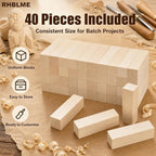 RHBLME 40 PCS Basswood Carving Blocks, Wooden Cubes Soft Solid Wooden Basswood - Image 3