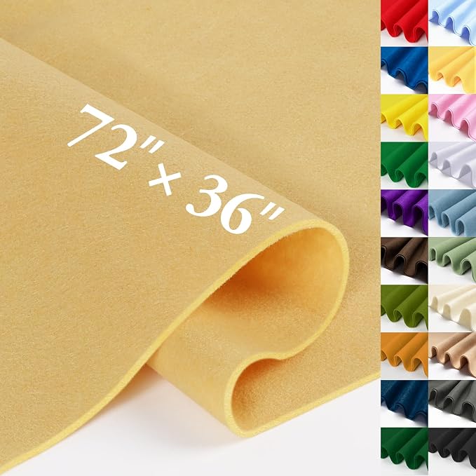 Butter Yellow Felt Fabric Sheet 72" X 36", 1.4mm Thick Large Soft Durable by MITINU