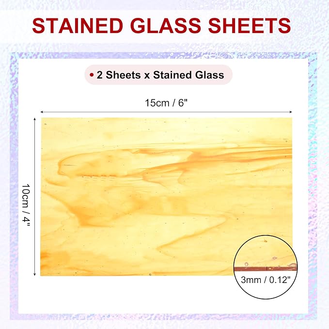 PATIKIL 4 x 6 Inch Transparent Stained Glass Sheets, 2 Sheets Mosaic Glass - Image 2