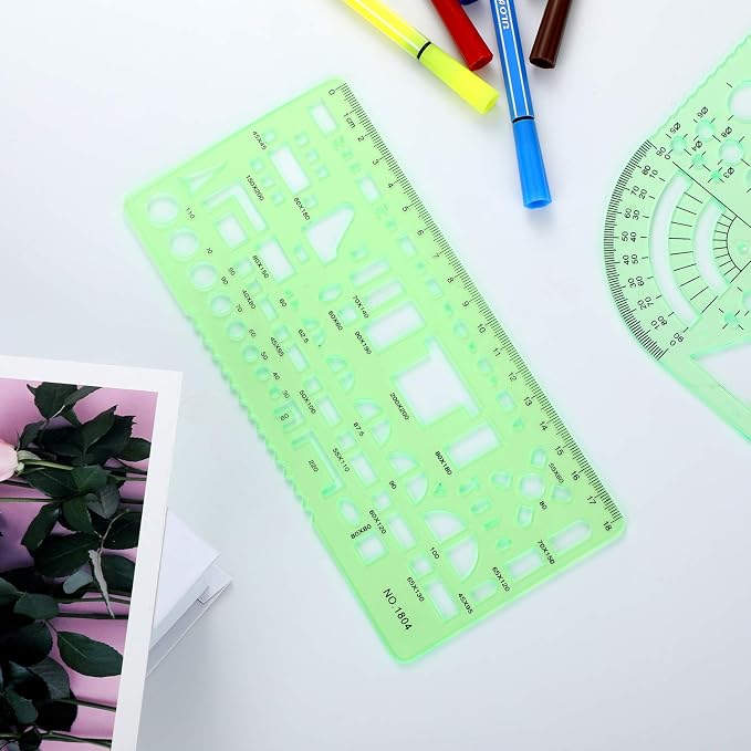 6 Pieces Plastic Measuring Templates Building Formwork Stencils Geometric - Image 6