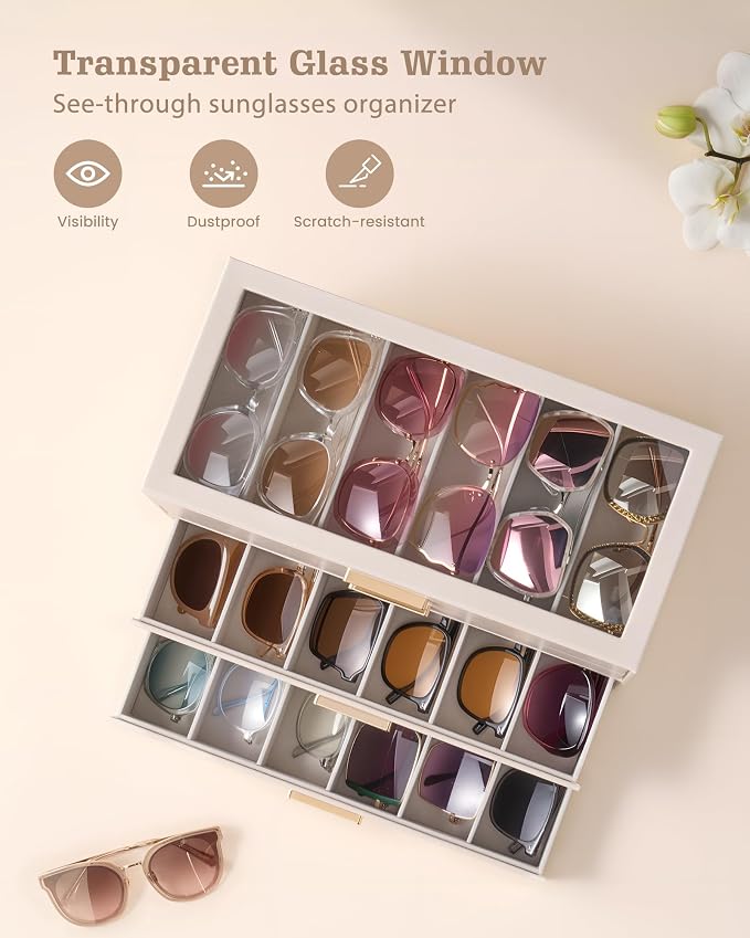 Lolalet Sunglasses Storage Box for Women, Eyewear Eye Glass Organizer - Image 4