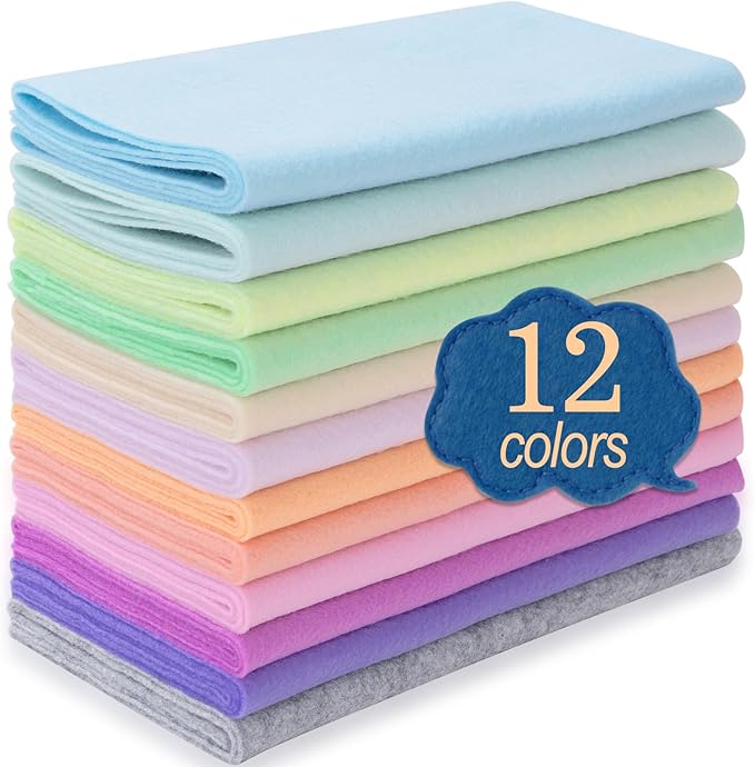 XSEINO 12 Rolls 8"x35" 1.4mm Thick Soft Felt Fabric Sheet 12 Assorted Mist by XSEINOiscreating%EF%BC%81