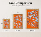 Framed Sardine Fish Canvas Wall Art, Bold Orange Background school Sardines - Image 5