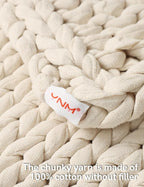 YnM Cotton Weighted Blanket, Handmade Chunky Knitted Design, Soft and Cozy - Image 4