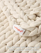 YnM Cotton Weighted Blanket, Handmade Chunky Knitted Design, Soft and Cozy - Image 4