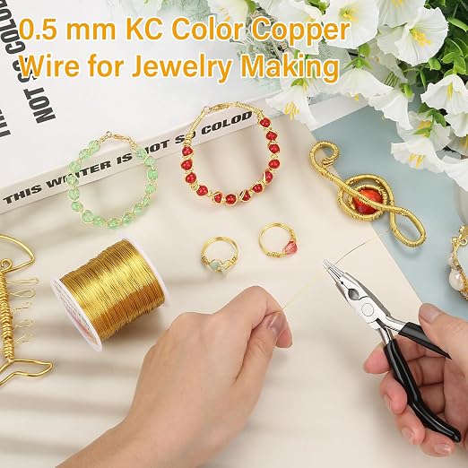 ModaCraft 24 Gauge Sweet Spot Jewelry Wire Gold + 4-in-1 Comfort Grip Pliers | - Image 6