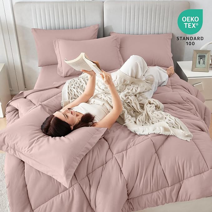 Sasttie Twin Comforter Set, 5 Pieces Bed in a Bag Twin, Complete Bedding Set - Image 5