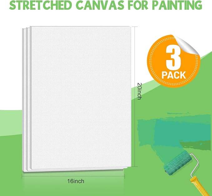 ESRICH Stretched Canvas for Painting 16x20 Inch, Triple Primed Acid-Free Cotton - Image 2