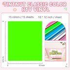 Tintnut Classic Color Heat Transfer Vinyl, 15 Sheets 12"x10" Iron on Vinyl | - Image 2
