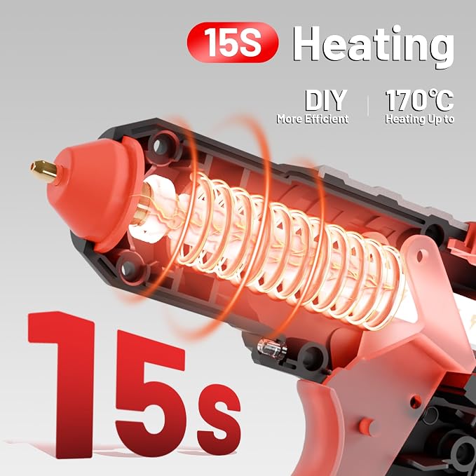 EZARC Cordless Hot Glue Gun, 15s Fast Heating 12V Mini Glue Gun - Image 2