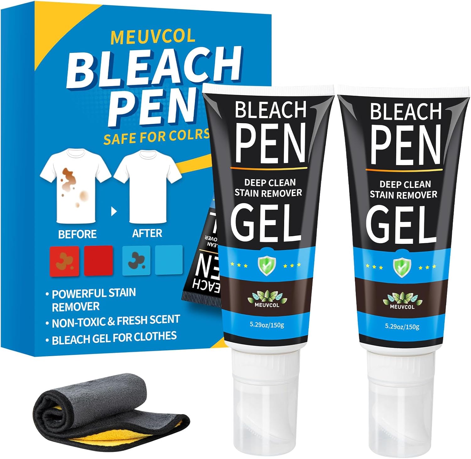 Bleach Pen for Clothing, 10.5 fl oz Stain Remover Pen for Whites & Colors, Portable Bleach Stick Stain Remover Gel for Travel & Home Use, Instantly Remove Stains Pen (Fresh Scent)