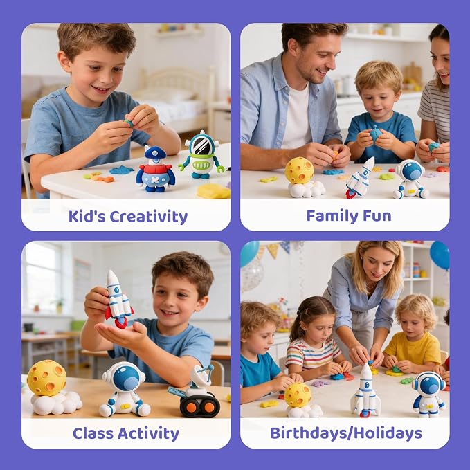 Both idea Air Dry Clay Kit, Space Theme | 12 Packs, Non-Toxic Kids Gift | - Image 7