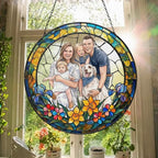 Personalized Family Stained Glass Sun Catcher, Customized Stained Glass Window by Godmerch