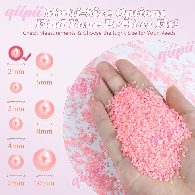 qiipii 7500PCS 2mm Tiny Dark Pink Half Round Pearls - Image 3