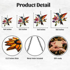 Flowers and Hummingbird Acrylic Suncatcher Stained Glass Effect Window Car - Image 2