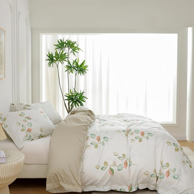 OAITE Duvet Cover Set King Size Floral Pattern Ultra Soft 100% Cotton Duvet - Image 4