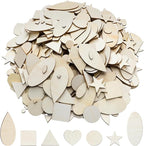 Gerrii 1000 Pcs Natural Wood Shapes Assortment Blank Wooden Craft Shapes Bulk by Gerrii