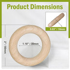 FoDau770 5pcs Natural Beech Wooden Rings, Unfinished Solid Wood Rings Heavy - Image 4