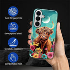 for Samsung Galaxy S26 Case, Highland Cow Flower Pattern Glossy 2 in 1 - Image 6