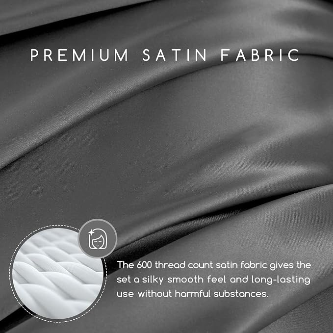 MR&HM Satin Bed Sheets, King Size Sheets Set - Image 3