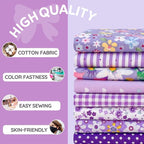 Aubliss 8pcs Fat Quarter Fabric Bundles Quilting Cotton Craft Fabric Pre-Cut - Image 3