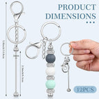 Tondiamo 12 Pcs Beadable Keychains Bars Bulk Blank Beaded Metal Keychain - Image 2