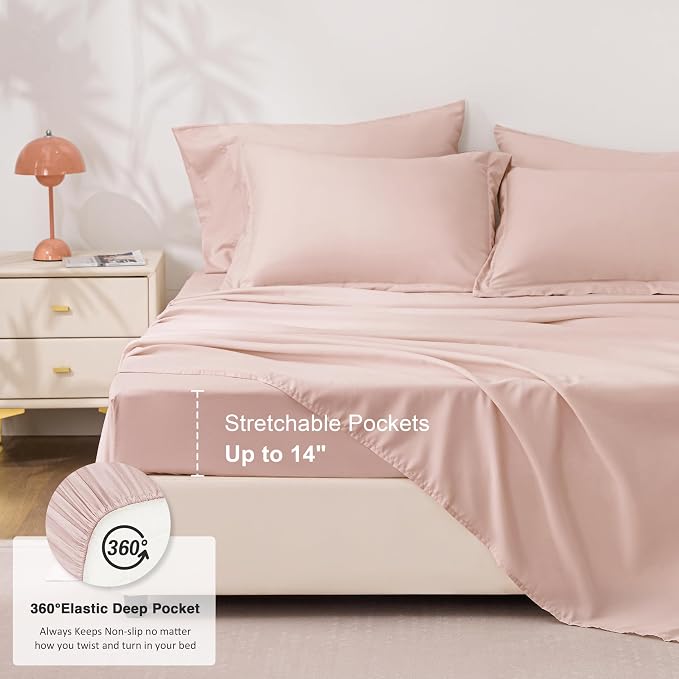 Love's cabin Queen Comforter Set Blush Pink, 7 Pieces Queen Bed in a Bag - Image 6