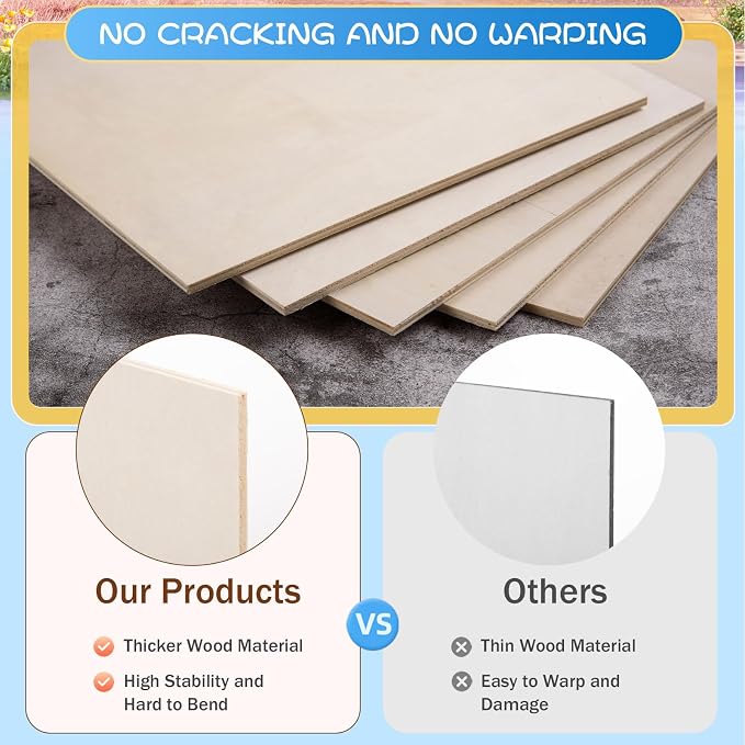 AWIZOM 4 Pack Basswood Sheets for Crafts 12x12x1/2 Inch-12mm Thick Unfinished - Image 4